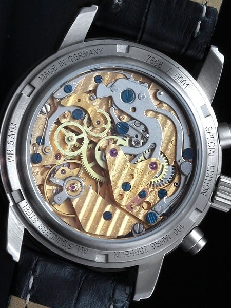 Graf Zeppelin Hand Wind Mechanical Chronograph Watch with Exhibition back #7608-1