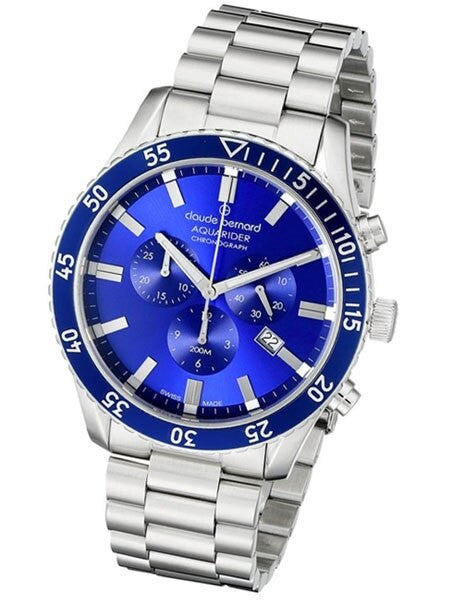 Claude Bernard Aquarider Blue Dial Chronograph Dive Watch #10223-3MBU-BUIN