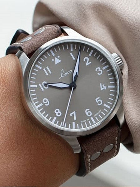 Laco 39mm Augsburg Taupe Automatic Pilot Watch with Sapphire Crystal #862125