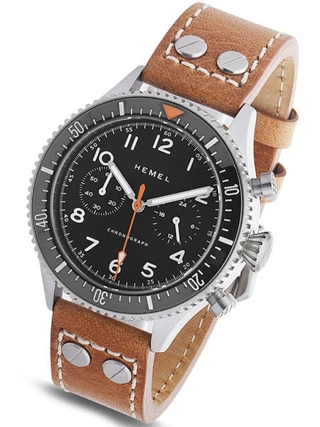 HEMEL 24 Quartz Chronograph Watch with 60-Minute Ceramic Bezel and Sapphire Crystal #HFT20-VK1