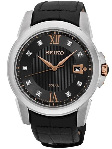 Seiko Le Grand Sport Solar Powered Watch with Nine Diamond Hour Markers #SNE427