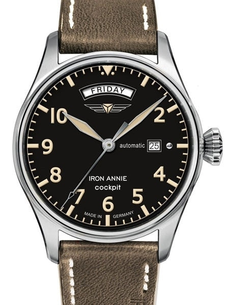 Iron Annie 42mm Cockpit Automatic Watch with Day and Date #5164-2