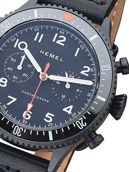 HEMEL Night Ops Quartz Chronograph Watch with Luminous Ceramic Bezel and Sapphire Crystal #HFNO3