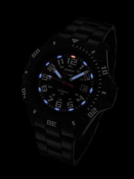 Armourlite Automatic Watch with Tritium Illumination, 45mm Black PVD Case and Bracelet #AL401