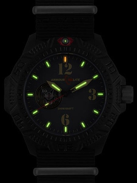 Armourlite Automatic Watch with Tritium Illumination, 47mm Polycarbonate Case and Military Strap #AL1201