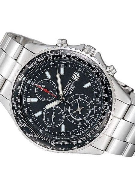 Seiko Flightmaster Quartz Chronograph with Rotating Slide Rule Bezel, 12 Hour Totalizer #SND253