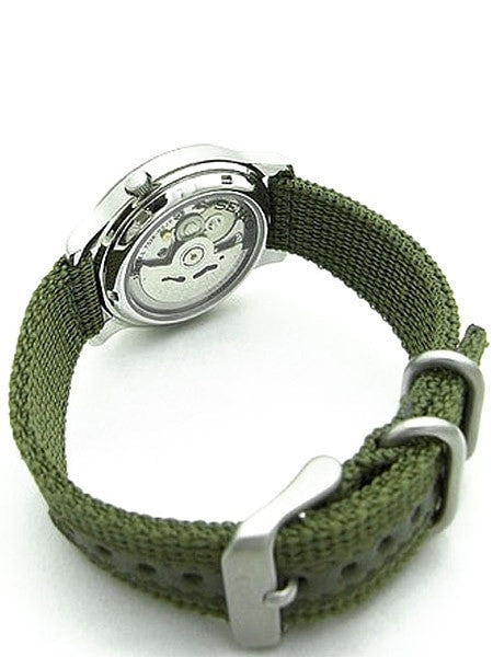 Seiko 5 Military Green Dial Automatic Watch with Green Canvas Strap #SNK805K2