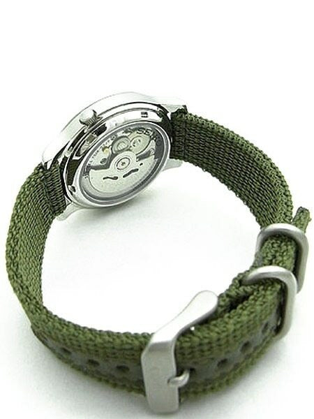 Scratch and Dent - Seiko 5 Military Green Dial Automatic Watch with Green Canvas Strap #SNK805K2