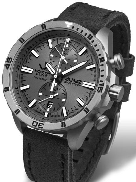 Vostok-Europe Almaz Titanium Two-Eye Quartz Chronograph with 60-Minute Stopwatch #320H264