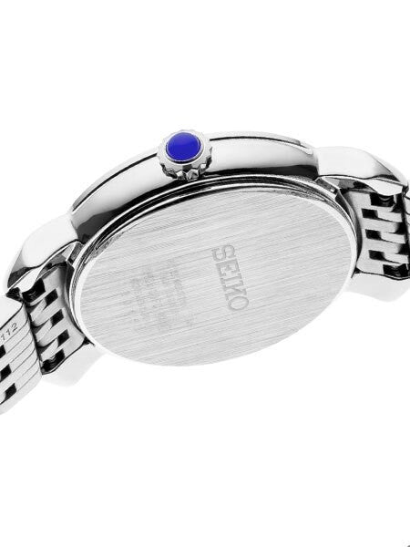 Seiko Ladies Quartz Dress Watch with White Dial, Blue hands and Numerals #SUR629