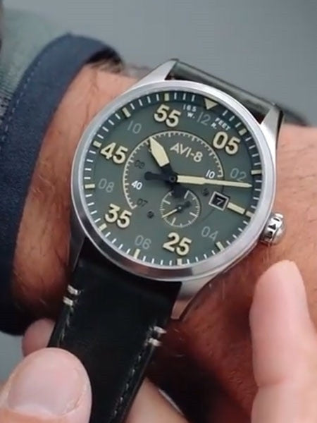AVI-8 Spitfire Type 300 Edition, 21-Jewel Automatic Pilot Watch, AR Sapphire Crystal #AV-4073-22