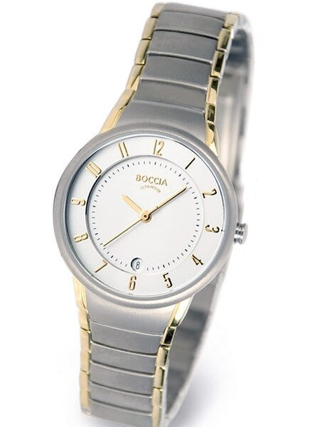 Boccia Ladies Quartz Watch with Two-Tone Titanium Case and Bracelet #3158-02