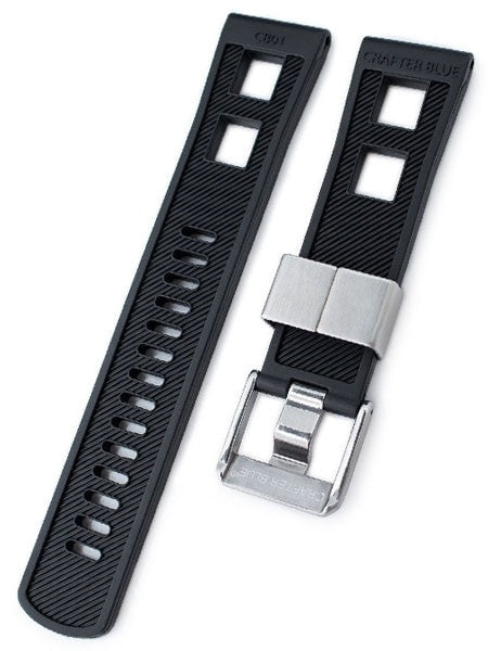 Crafter Blue 22mm Straight-End Rubber Watch Strap #CB01-A