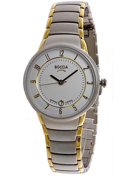 Boccia Ladies Quartz Watch with Two-Tone Titanium Case and Bracelet #3158-02