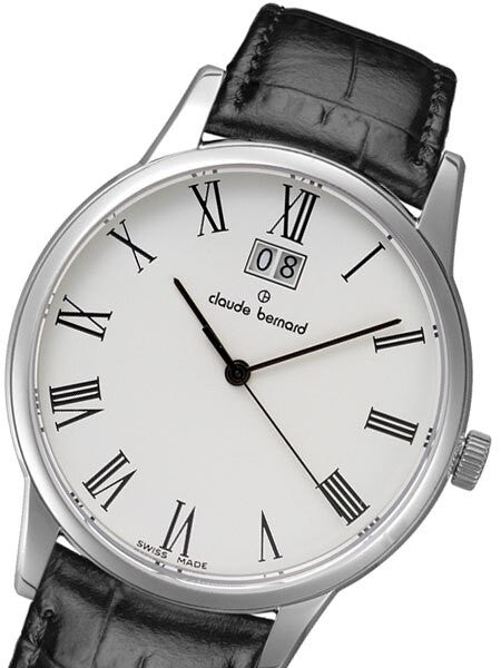 Claude Bernard Elegant and Thin Big Date Quartz Dress Watch #63003-3-BR