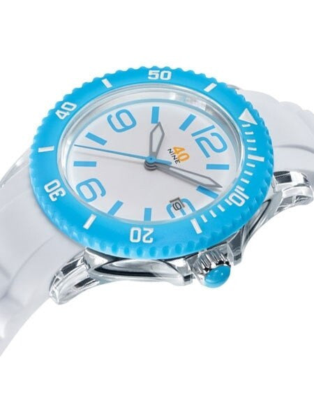 40Nine Clear Plastic 41.5mm Case with White Silicone Rubber Strap #40NINE03-SKYBLUE3