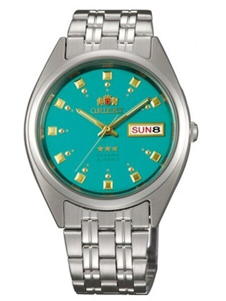 Orient Automatic Watch with Green Dial, Day-Date and SS Bracelet #AB00009N