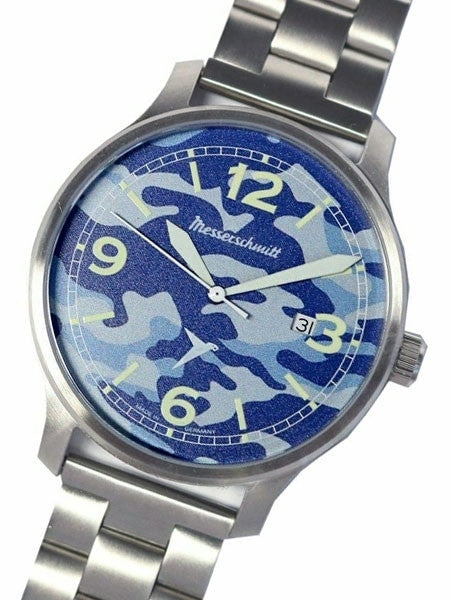 Messerschmitt 42mm Brushed Stainless Steel Case with Blue Messerschmitt Navy Dial #ME-42N-MB
