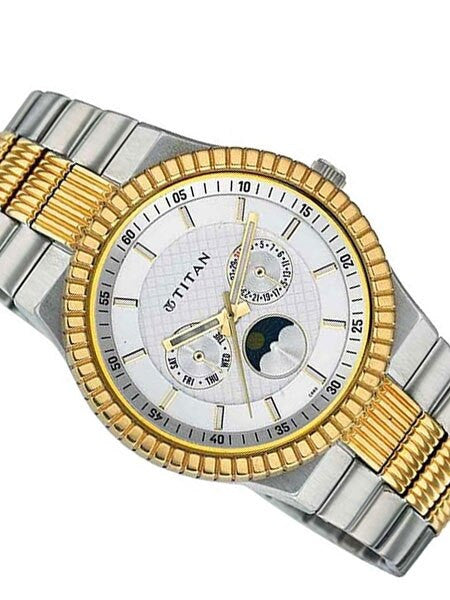 Titan Two-tone Tycoon Quartz Dress Watch with Day, Date and Moonphase #1532BM01