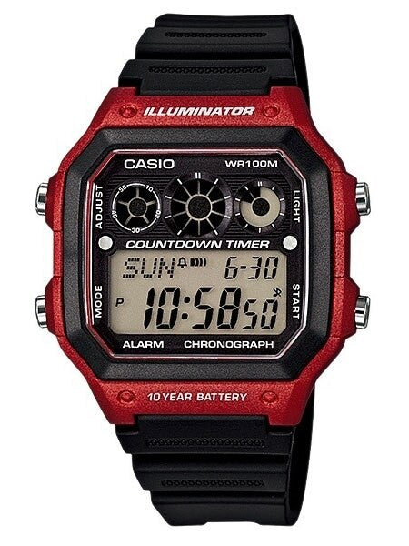 Casio Referee Timer Sport Watch with Stopwatch, 29 Time Zones #AE-1300WH-4AV
