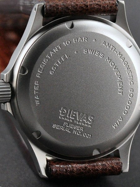 DIEVAS German Made Vintage Flieger Watch with Sapphire Crystal and a 39mm, 6Steel Case