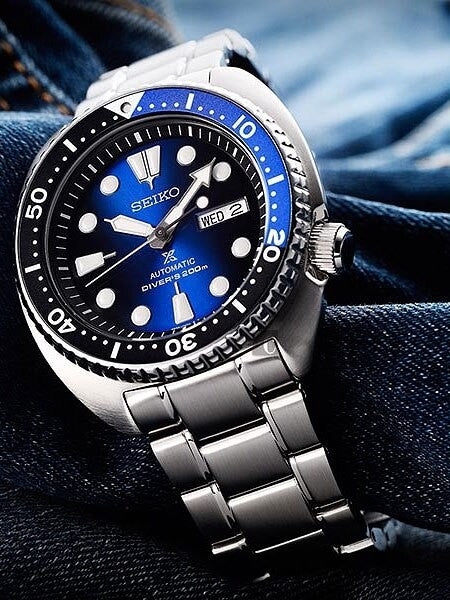 Seiko Turtle Prospex Automatic Dive Watch with Blue Dial and