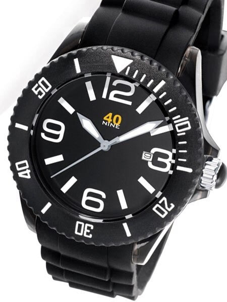 40Nine Black Plastic 46mm Case with Black Silicone Rubber Strap #40NINE02-BLACK3