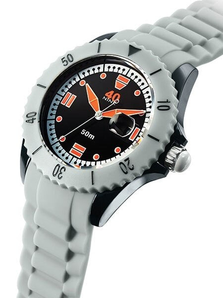 40Nine Black Plastic 45mm Case with Grey Silicone Rubber Strap #40NINE02-GREY20