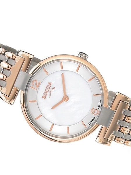 Boccia Ladies Quartz Watch with Two-Tone Titanium Case and Bracelet  #3238-05