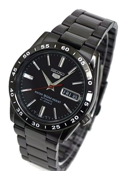 Seiko 5 Automatic Black PVD Watch with a Matching PVD Bracelet #SNKE03K1