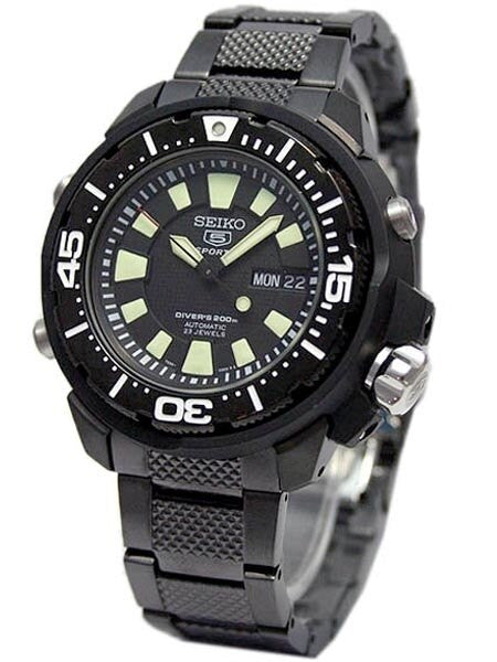 Seiko 5 Automatic XXL Dive Watch with Matching Black Bracelet #SKZ255K1