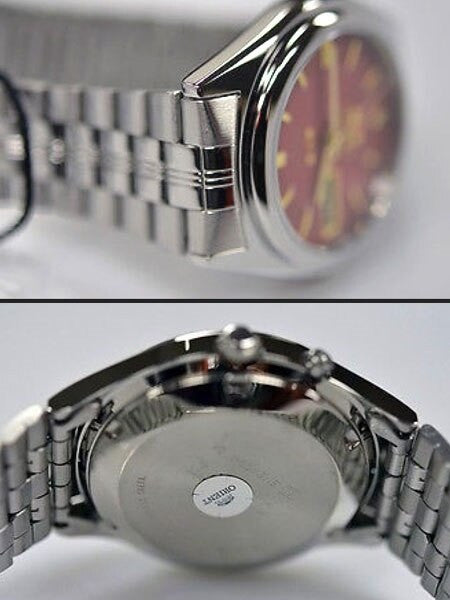 Orient Automatic Watch with Red Dial, Day-Date and SS Bracelet #EM6Q00DH