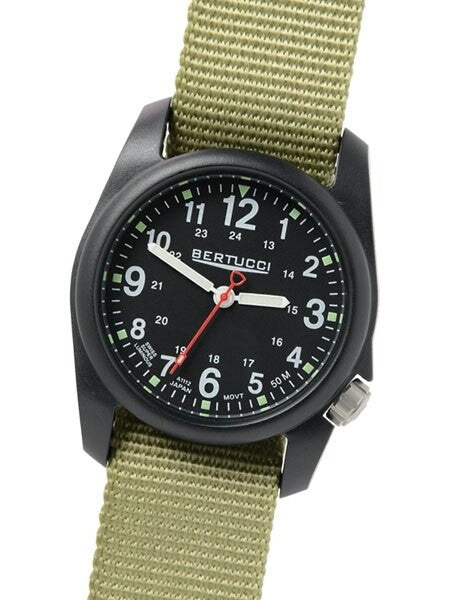 Bertucci DX3 Field Poly Resin Watch, Patrol Green?äó Nylon Strap, Black Dial - 11014