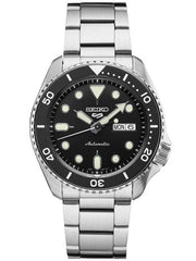 Seiko 5 Sports 24-Jewel Automatic Watch with Black Dial and SS Bracelet #SRPD55