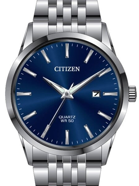 Citizen Quartz Dress Watch with Vibrant Blue Dial and SS Bracelet #BI5000-87L