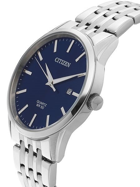 Citizen Quartz Dress Watch with Vibrant Blue Dial and SS Bracelet #BI5000-87L