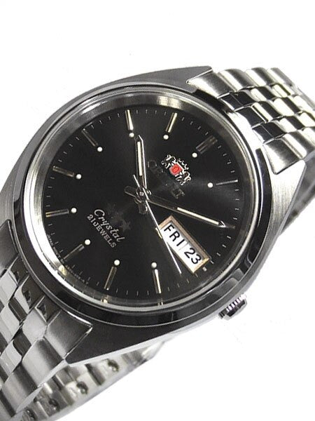 Orient Automatic Watch with Black Dial, Day-Date and SS Bracelet #AB0000AB