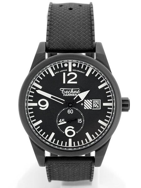 Techne Harrier Aviator Quartz Watch with 41mm Black Aluminium Case  #388.181
