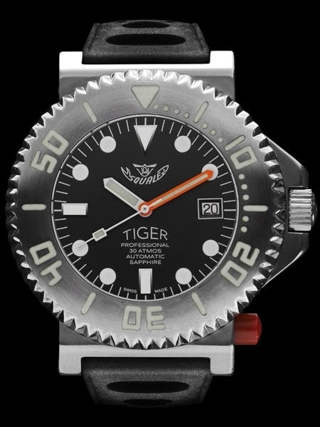 Squale Tiger, Limited Edition Swiss Automatic 300 Meter Dive watch with Locking Bezel #Tiger-Black