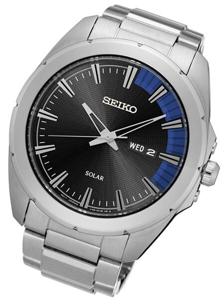 Seiko ReCraft Series Solar Watch with 45mm Stainless Steel Case and Bracelet #SNE415