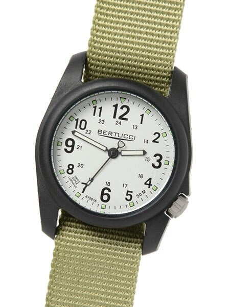 Bertucci DX3 Field Resin Watch, Patrol Green?äó Nylon Strap, White Dial - 11038