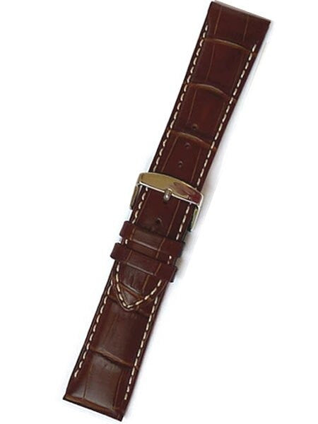 Brown Alligator-Grain Strap with white contrast stitching #RB9-21480