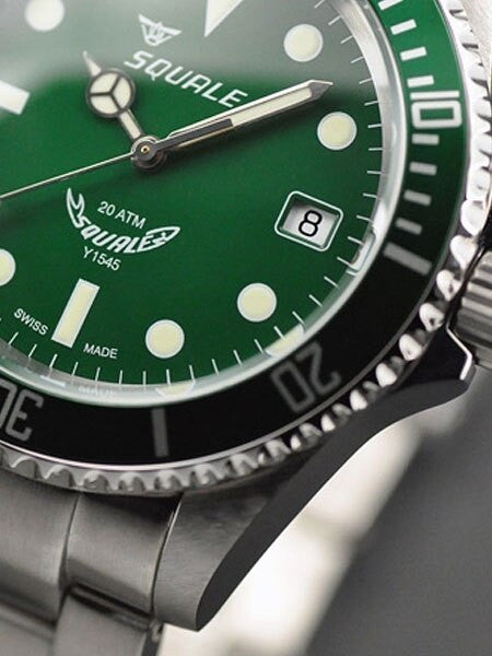 Squale 200 meter MINT Green Swiss Automatic Dive watch with Domed Sapphire Crystal #1545-G