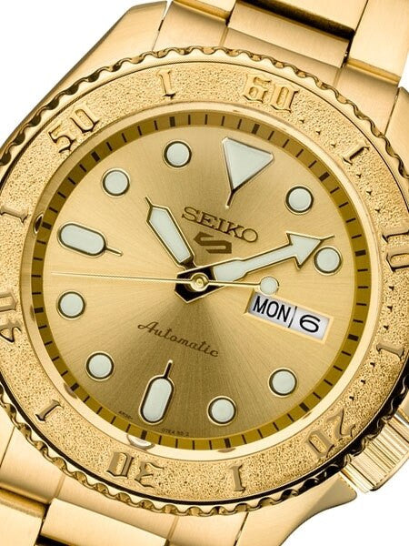 Seiko 5 Sports 24-Jewel Automatic Watch with Goldtone Case, Dial, Bracelet #SRPE74