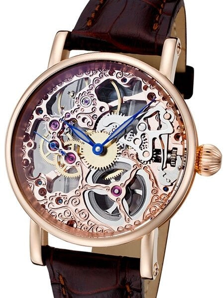 Islander Rougois Hand Wind Decorated Skeleton Movement Watch with Rose Goldtone Case #RS10005, photo 1 of 5