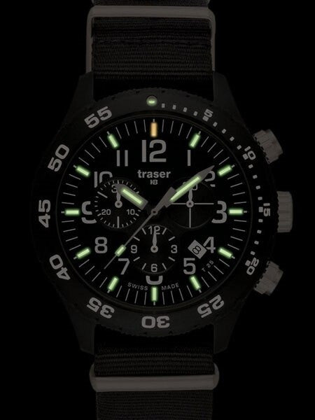 Traser Officer Pro Chronograph with Tritium Illumination and 12-Hour Totalizer #102355
