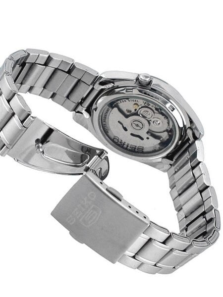 Seiko 5 Automatic White Dial Watch with Stainless Steel Bracelet #SNK789