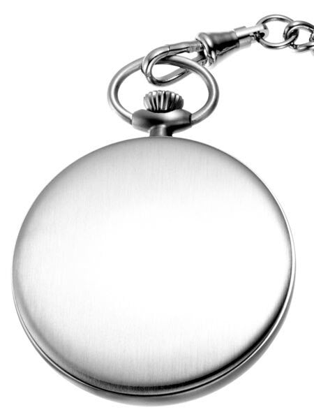 Charles-Hubert Quartz Pocket Watch with White Dial and Silvertone Chain #3534