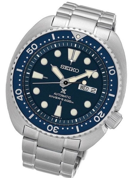 Seiko Turtle, Prospex Automatic Dive Watch with Blue Dial and Stainless Steel Bracelet #SRP773