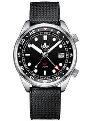 PHOIBOS Eagle Ray 300-Meter Dual-Time GMT Dive Watch with Double Dome AR Sapphire Crystal #PX023C